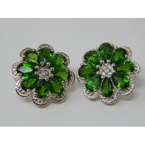 49 - Stunning Pair of Chrome Diopside Earrings Set in Silver With Butterfly Backs.