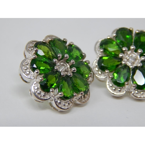 49 - Stunning Pair of Chrome Diopside Earrings Set in Silver With Butterfly Backs.