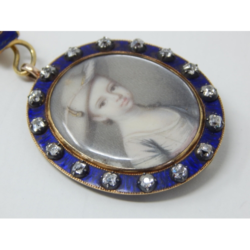 50 - A 19th Century Gold, Silver Gilt & Diamond Mounted Portrait Brooch of a Young Girl Set with 19 Diamo... 