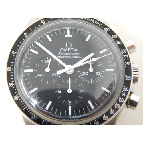 53 - An Omega Speedmaster Professional 'Moon Watch' stainless steel chronograph bracelet watch, Purchased... 