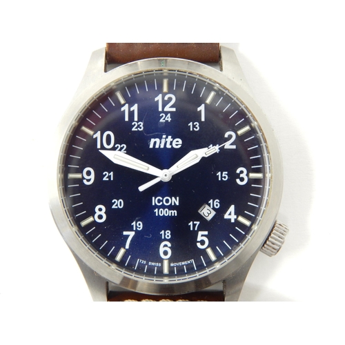 57 - Gentleman's NITE ICON Wristwatch, 100m, Crystal Glass, Date Aperture & Sweep Seconds Hand. Working W... 