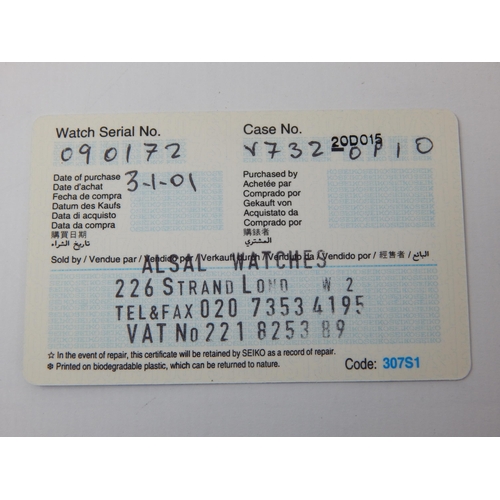 58 - Gentleman's Seiko Wristwatch, Serial No: 090172 with Date Aperture & Sweep Seconds Hand, Sapphire Cr... 