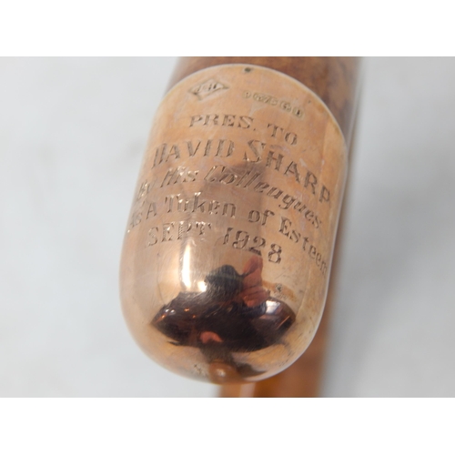 61 - 1920's Gentleman's Black Umbrella with Walnut Handle & 9ct Gold Mount Hallmarked Birmingham 1926 by ... 