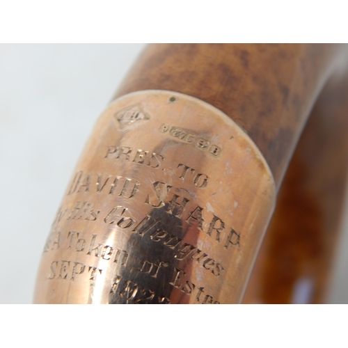 61 - 1920's Gentleman's Black Umbrella with Walnut Handle & 9ct Gold Mount Hallmarked Birmingham 1926 by ... 