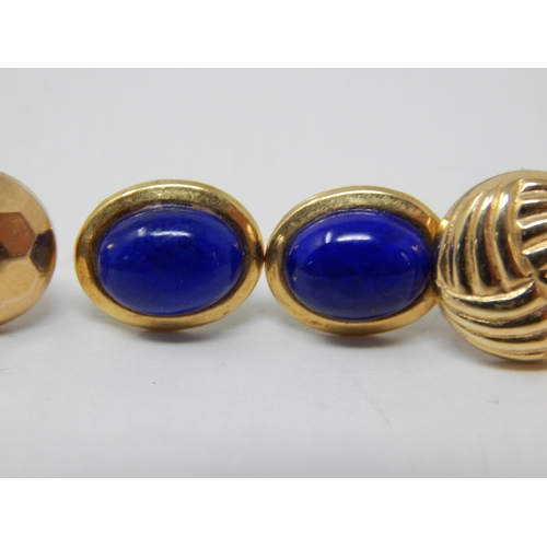 68 - Three Pair of 18ct Yellow Gold Earrings: Gross weight 4.8g