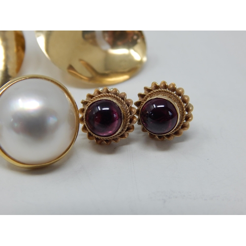 70 - Three Pairs of 9ct Yellow Gold Earrings together with an odd 9ct gold earring: Gross weight 8.4g