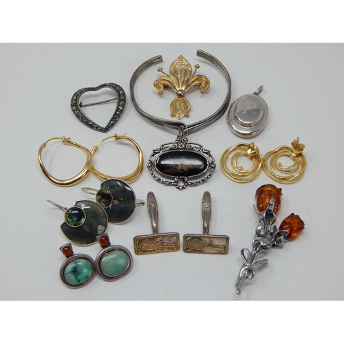 74 - A Quantity of Silver Jewellery to Include a Pair of Tennis Related Cufflinks, Brooches, Earrings, Lo... 