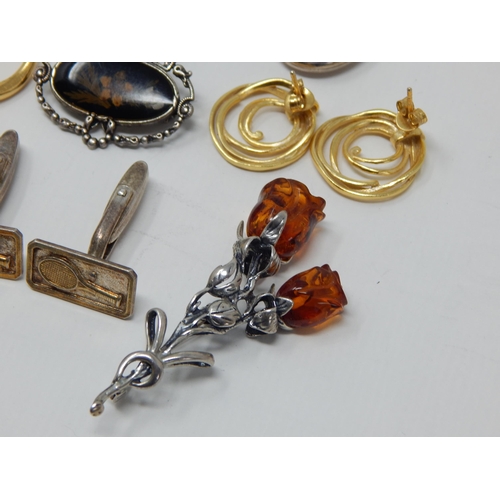74 - A Quantity of Silver Jewellery to Include a Pair of Tennis Related Cufflinks, Brooches, Earrings, Lo... 