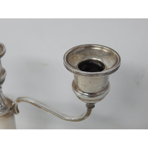 75 - Silver Three Branch Candelabra (Weighted) Hallmarked Birmingham 1985 by Broadway & Co: Measuring 26.... 