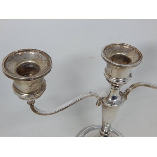 75 - Silver Three Branch Candelabra (Weighted) Hallmarked Birmingham 1985 by Broadway & Co: Measuring 26.... 