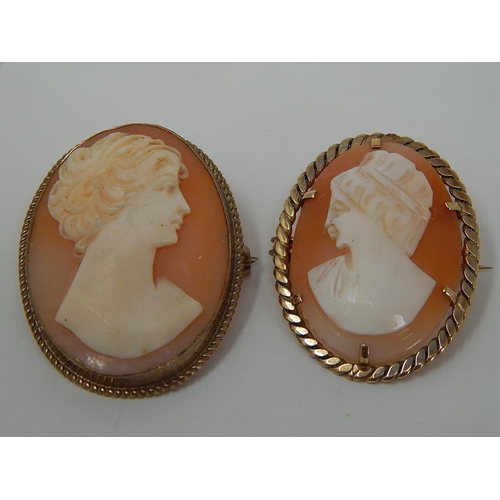 2 x vintage 9ct Gold cameo brooches: 5933