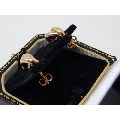 23C - A Pair of 18ct Yellow Gold Earrings with Butterfly Fastenings in Fitted Harrods Case.