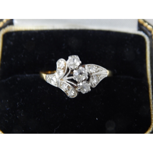 23G - Antique 18ct Yellow Gold & Platinum Ring Set with Ten Diamonds Estimated @ 1.00cts. Ring Size P in F... 