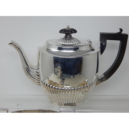 23I - Victorian 3 Piece Silver Tea Set Comprising Teapot, Sugar Bowl & Milk Jug: Hallmarked Birmingham 189... 