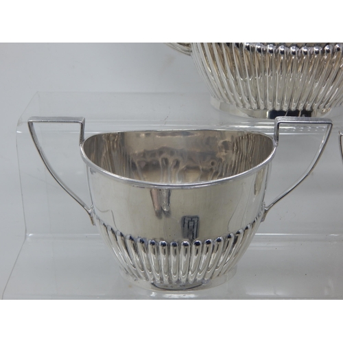 23I - Victorian 3 Piece Silver Tea Set Comprising Teapot, Sugar Bowl & Milk Jug: Hallmarked Birmingham 189... 