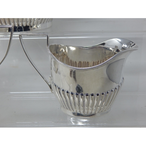 23I - Victorian 3 Piece Silver Tea Set Comprising Teapot, Sugar Bowl & Milk Jug: Hallmarked Birmingham 189... 