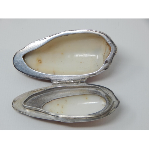 23W - 19th Century Unmarked Silver Cowrie Shell Snuff Box