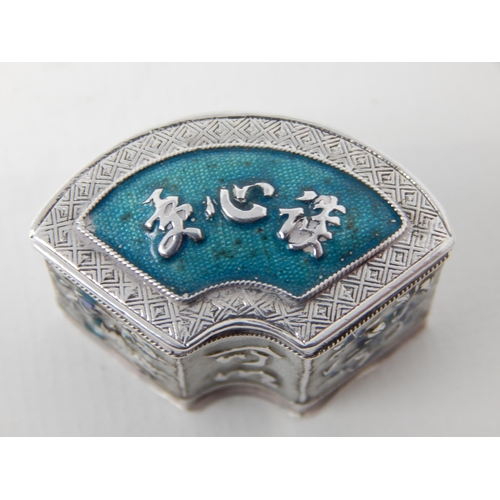 23Z - Antique Chinese Hallmarked Silver & Enamel Lidded Box. The Interior Lidded Box with Outer Cover toge... 