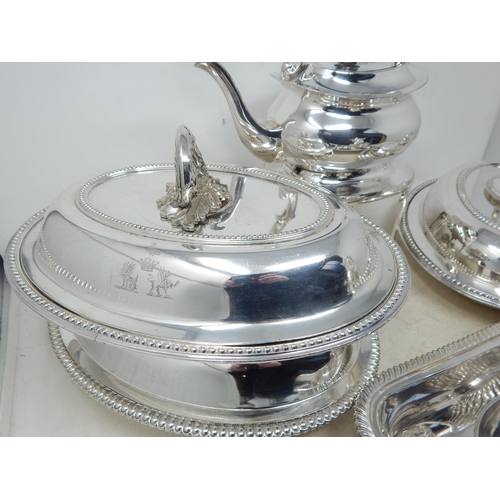 24F - Quantity of 19th Century & Later Silver Plated Wares to Include a Tea Kettle on Stand with Burner, E... 