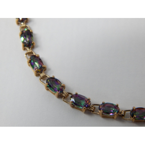 24G - 9ct Yellow Gold Gen Set Tennis Bracelet with Interlocking Clasp & Safety Fastening in Original Fitte... 