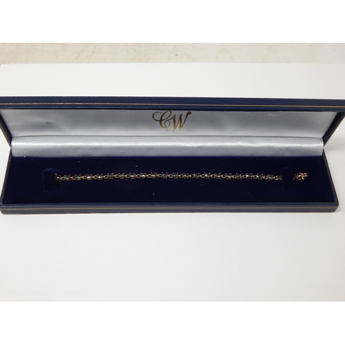 24G - 9ct Yellow Gold Gen Set Tennis Bracelet with Interlocking Clasp & Safety Fastening in Original Fitte... 