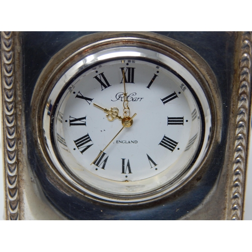 24K - Two Silver Fronted Easel Backed Desk Clocks: Hallmarked Sheffield 1994/1995 by Richard Carr