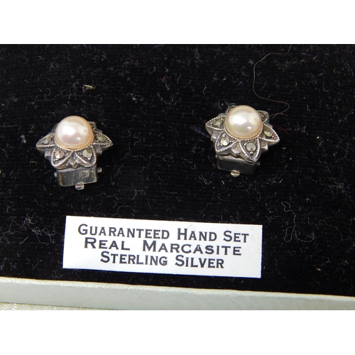 24N - Gold Plated Sovereign Holder: Silver & Marcasite Earrings: 22ct Gold Plated Shell Cufflinks: Plated ... 