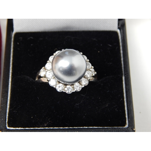 24O - Two Silver Gem Set Rings in Fitted Case together with an Australian Opal Set Brooch Formed as a Swan... 