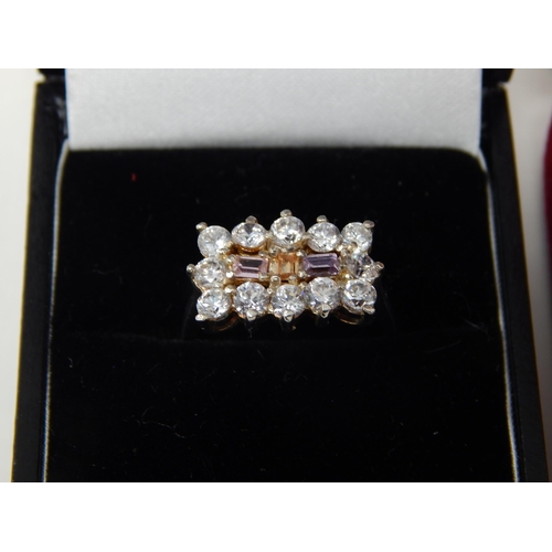 24O - Two Silver Gem Set Rings in Fitted Case together with an Australian Opal Set Brooch Formed as a Swan... 