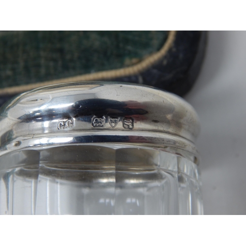 24Q - Antique Silver Mounted Ten Piece Manicure Set Comprising Rouge Pots, Buffer, Scissors etc in Origina... 