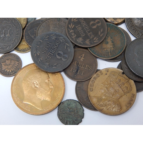 21 - Collection of World copper coins to include East India Company 20 Cash 1804; East India Company Half... 