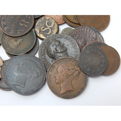 21 - Collection of World copper coins to include East India Company 20 Cash 1804; East India Company Half... 