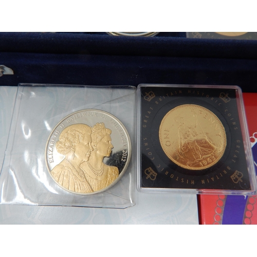 19 - Collection of 12 x Crown sized Proof coins many 24ct Gold-plated; Guernsey proof 2012 £5 coin gold-p... 