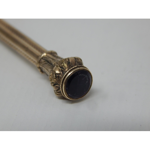 335 - C19th Ivory Screw Top Case Containing a Yellow Metal Propelling Toothpick with Amethyst Terminal. Me... 