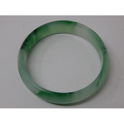 339 - 2 x Chinese Spinach Green Jade Bangles.