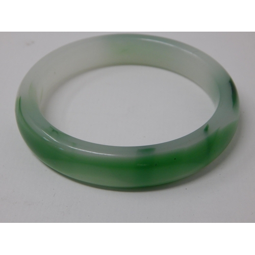 340 - 2 x Chinese Spinach Green Jade Bangles.