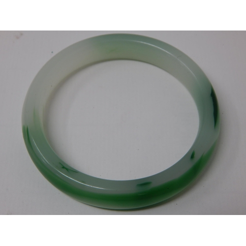 340 - 2 x Chinese Spinach Green Jade Bangles.