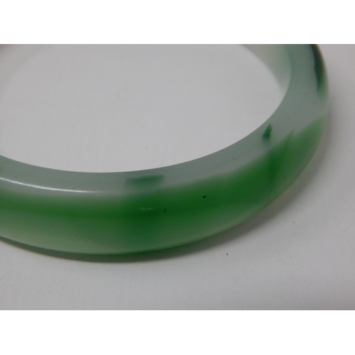 340 - 2 x Chinese Spinach Green Jade Bangles.