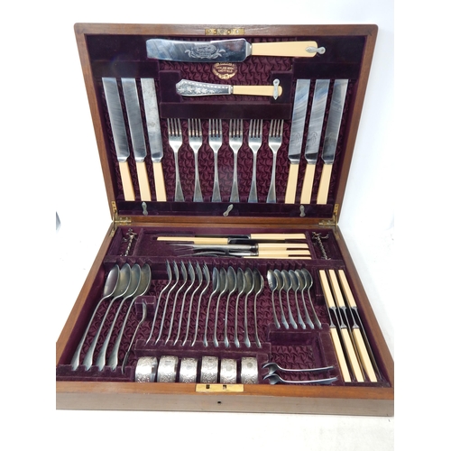 341 - Complete Victorian Mahogany Canteen of Silver Plated Cutlery for 6 Place Settings to Include: Dinner... 