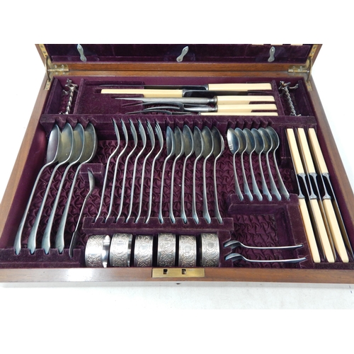 341 - Complete Victorian Mahogany Canteen of Silver Plated Cutlery for 6 Place Settings to Include: Dinner... 