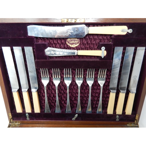 341 - Complete Victorian Mahogany Canteen of Silver Plated Cutlery for 6 Place Settings to Include: Dinner... 