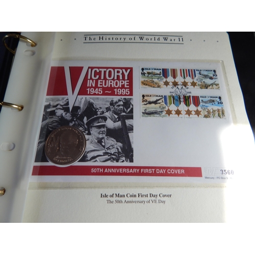 1 - Collection of History of World War II Coin covers in album including £2 and £5 coins; other Coin Cov... 