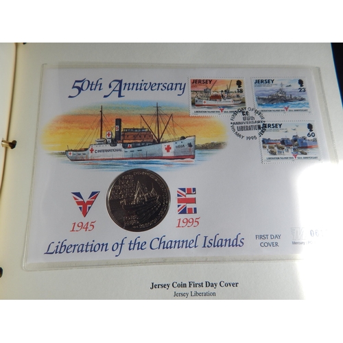 1 - Collection of History of World War II Coin covers in album including £2 and £5 coins; other Coin Cov... 