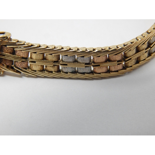 348 - 9ct Three Colour Gold Bracelet: Length 20cm: Weight 15.9g