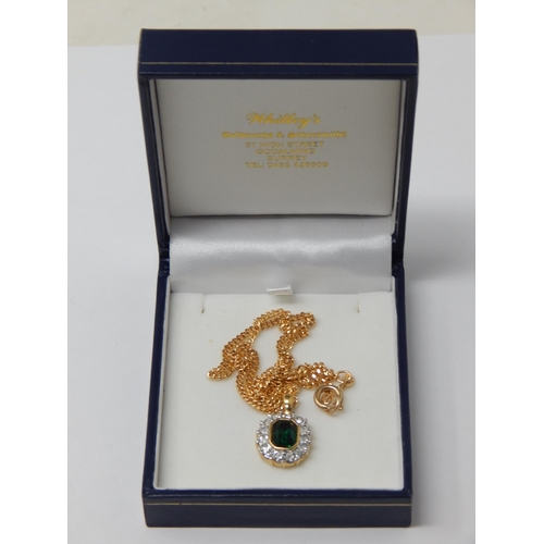 355 - 9ct Yellow Gold Chain with Gem Set Pendant: Gross weight 10.4g