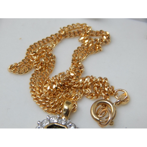 355 - 9ct Yellow Gold Chain with Gem Set Pendant: Gross weight 10.4g