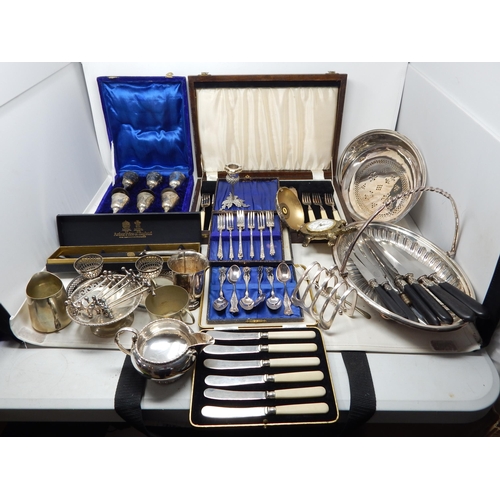 358 - Large Quantity of Silver Plated Wares to Include Cased Cutlery, Goblets, Baskets, Dishes etc. PLEASE... 