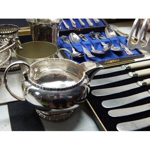 358 - Large Quantity of Silver Plated Wares to Include Cased Cutlery, Goblets, Baskets, Dishes etc. PLEASE... 