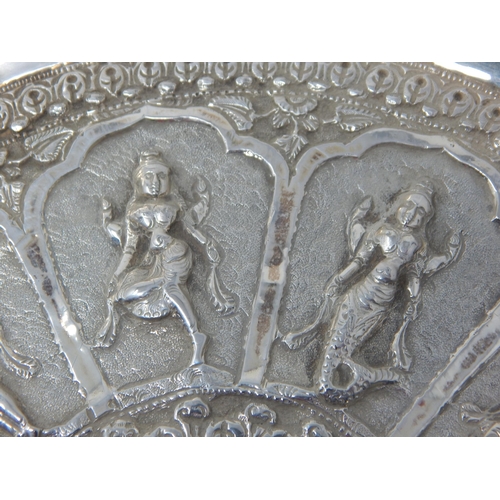 359 - Asian Silver Tray Embossed with Figures: Measuring 28cm diameter: Weight 310g A/F