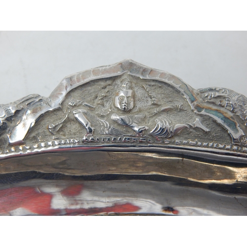 359 - Asian Silver Tray Embossed with Figures: Measuring 28cm diameter: Weight 310g A/F